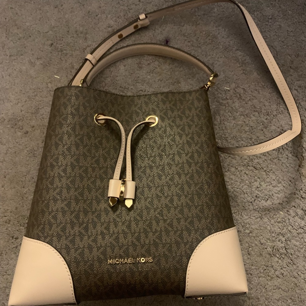 Brown and pale pink Michael Kors bag. NEVER USED.